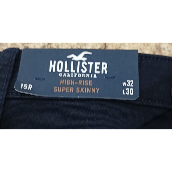 NWT Hollister Women’s 15R Navy Blue Super Skinny Jeans High Rise 32x28.5 Stretch - Picture 7 of 9